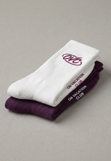 2-Pack Socks Set 80s Logo - White & Burgundy
