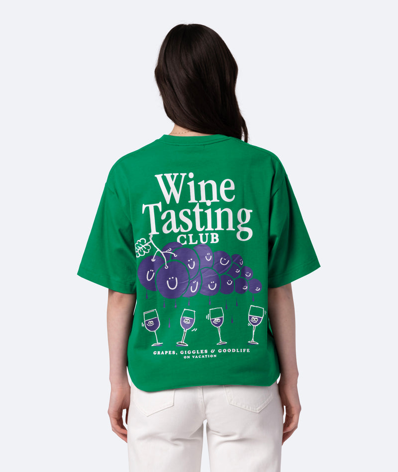 Wine Tasting T-Shirt Bottle Green – On Vacation - Main Image
