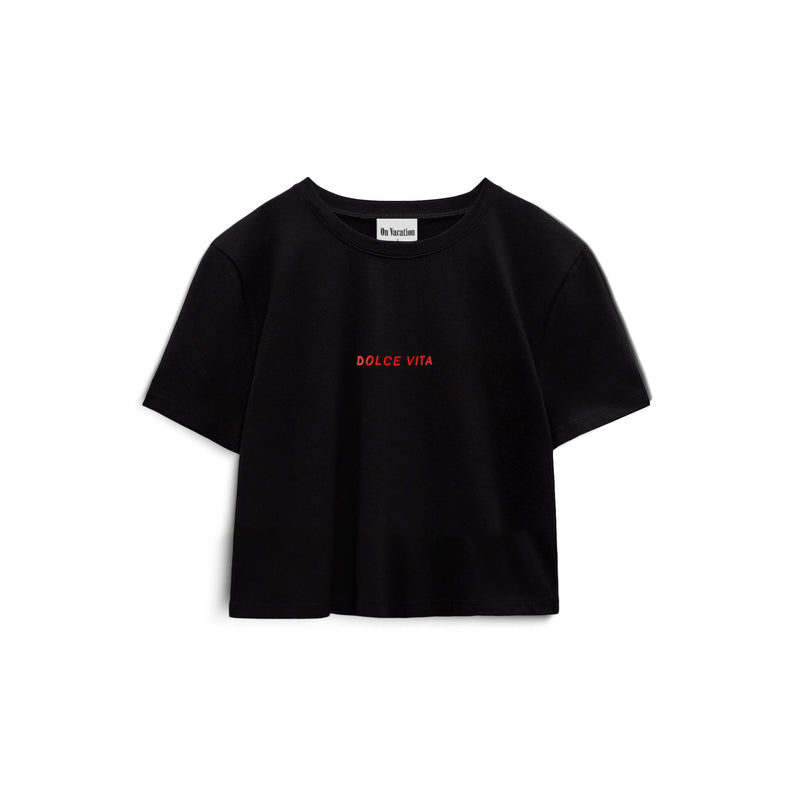 Dolce Vita Ladies Cropped T-Shirt - Black