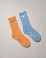 2-Pack Socks Set 80s Logo - Apricot & Light-Blue
