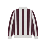 Lets Take A Trip Striped Knit Polo Sweater - Burgundy