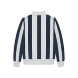 Retreat Striped Knit Polo Sweater - Dark Blue