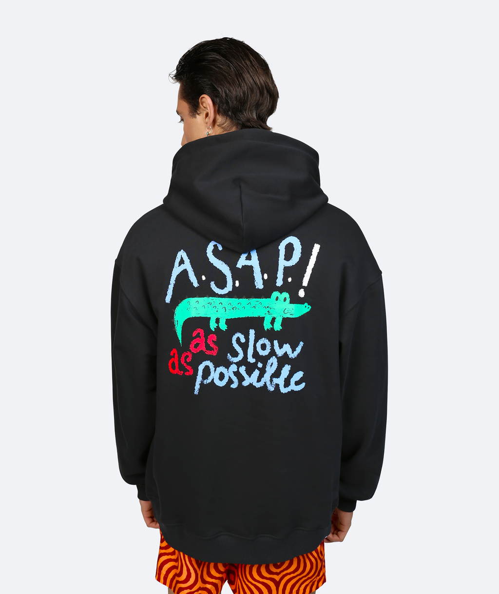 ASAP As slow as Possible Hoodie Black On Vacation