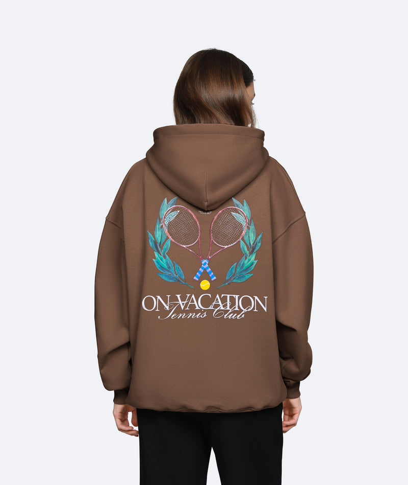 Tennis Ladies Hoodie - Chocolate