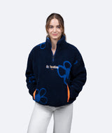 Flower Sherpa Sweater - Navy