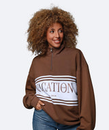 Classic Logo Half Zip Ladies Sweater - Chocolate