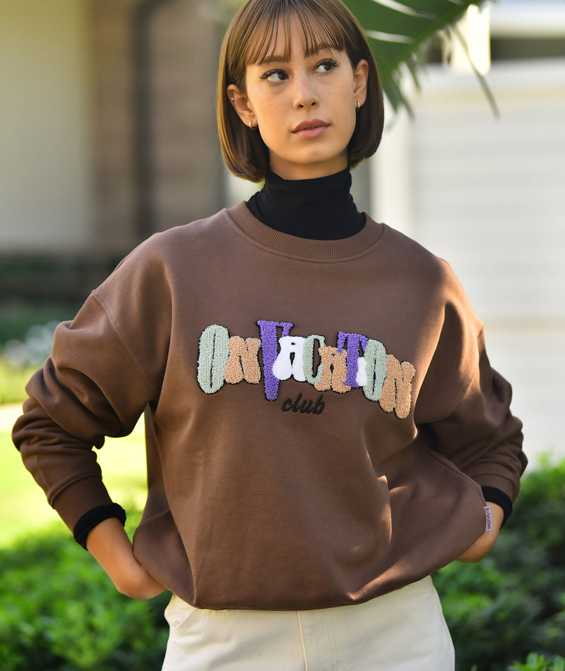 Pleasure Logo Ladies Sweater - Chocolate