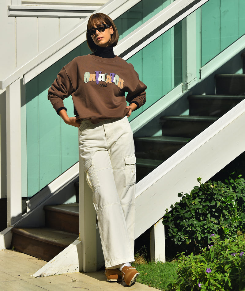 Pleasure Logo Ladies Sweater - Chocolate