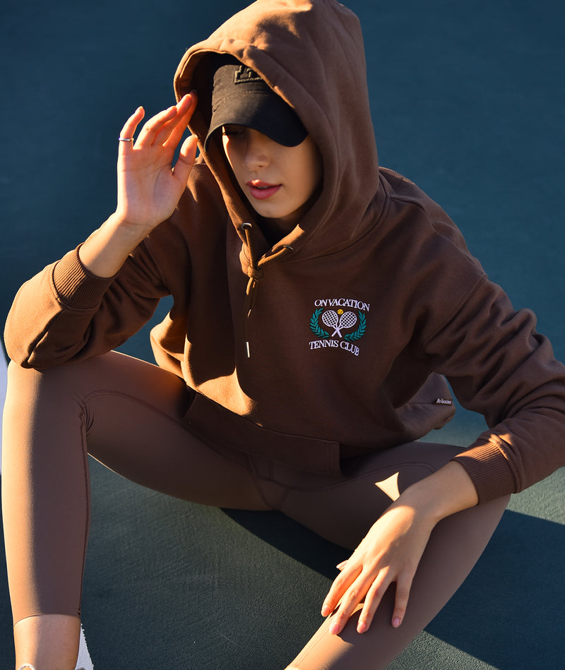 Tennis Ladies Hoodie - Chocolate