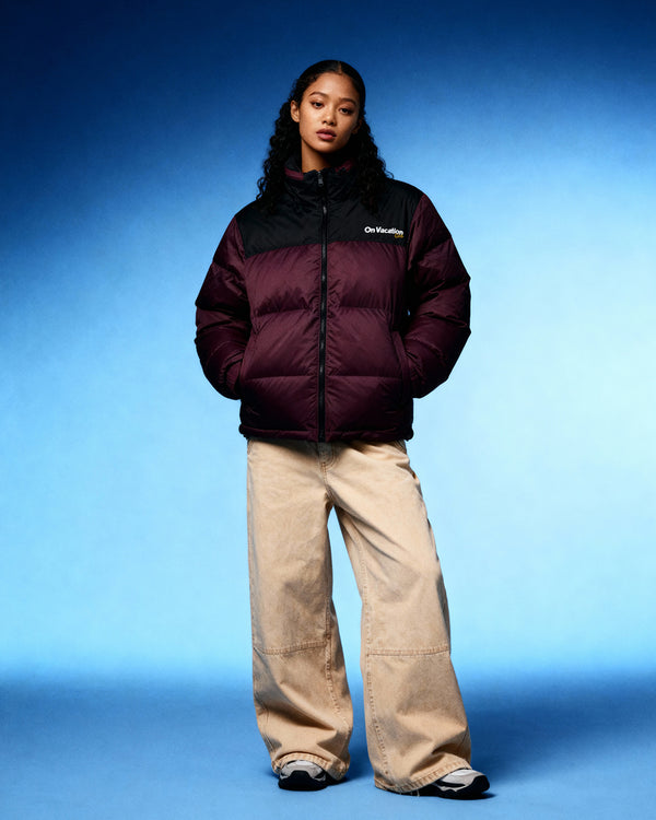 Members Club Puffer Jacket - Burgundy