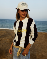 Lets Take A Trip Striped Knit Polo Sweater - Burgundy