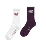 2-Pack Socks Set 80s Logo - White & Burgundy