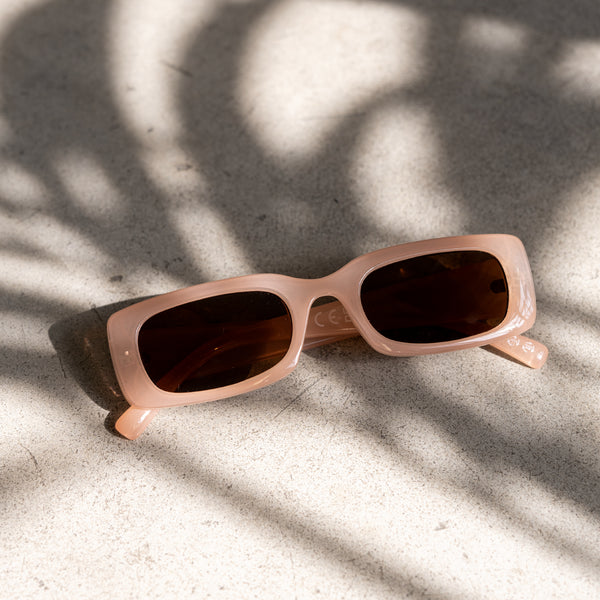 Chunky Rectangular Sunglasses - Nude