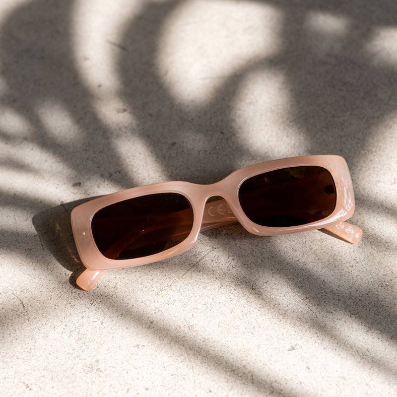 Chunky Rectangular Sunglasses - Nude