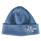 Calligraphy Merino Beanie - Dusty Blue