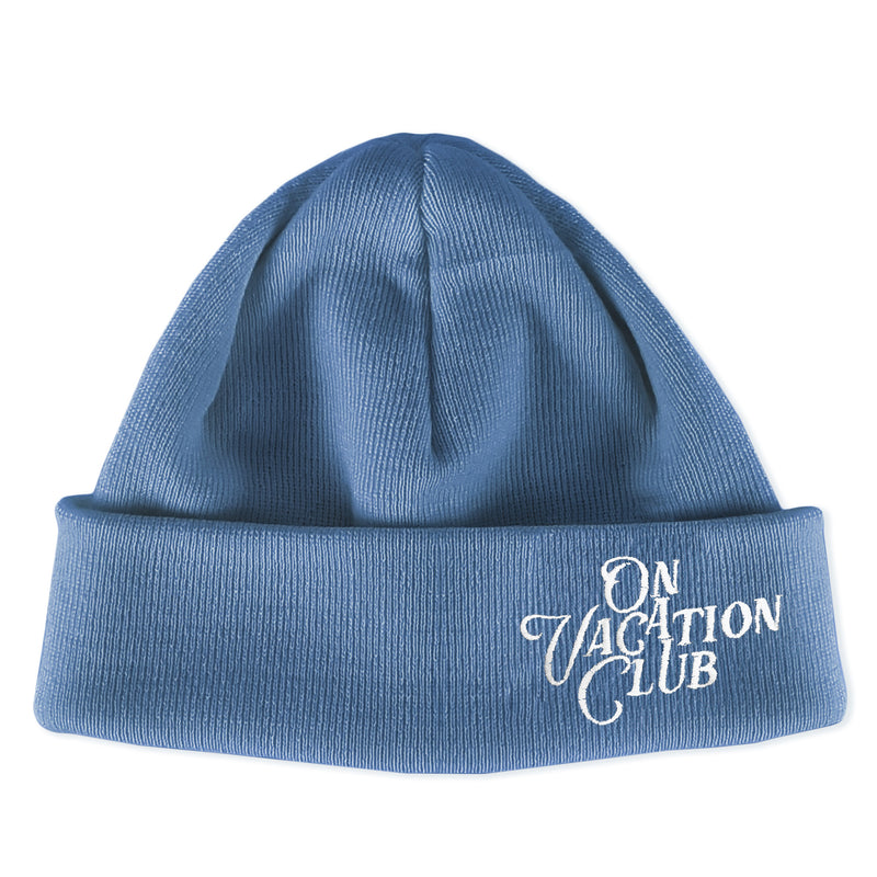 Calligraphy Merino Beanie - Dusty Blue