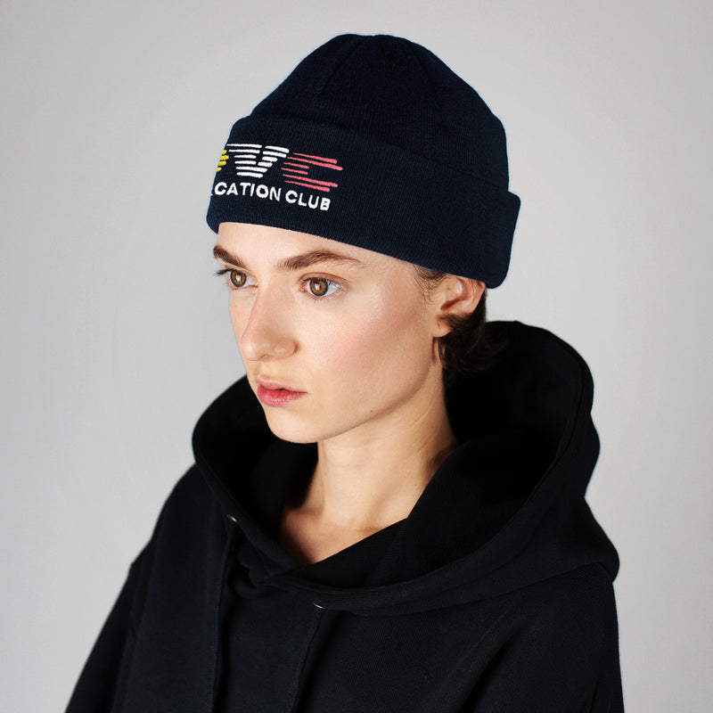 Short Merino Beanie OVC Logo - Navy
