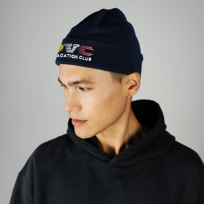 Short Merino Beanie OVC Logo - Navy