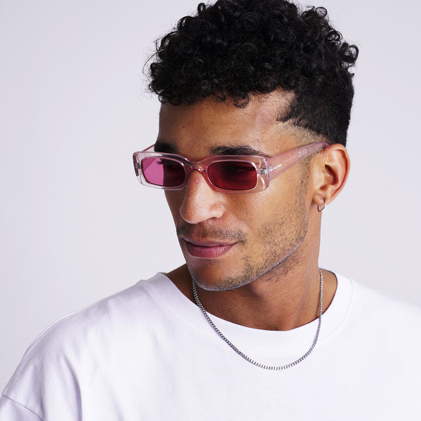 Retro Rectangle Sunglasses - Flamingo Pink