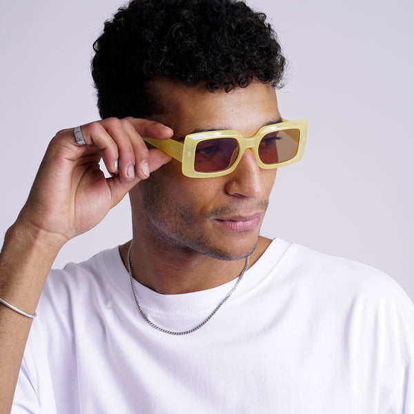 Retro Square Sunglasses - Honey