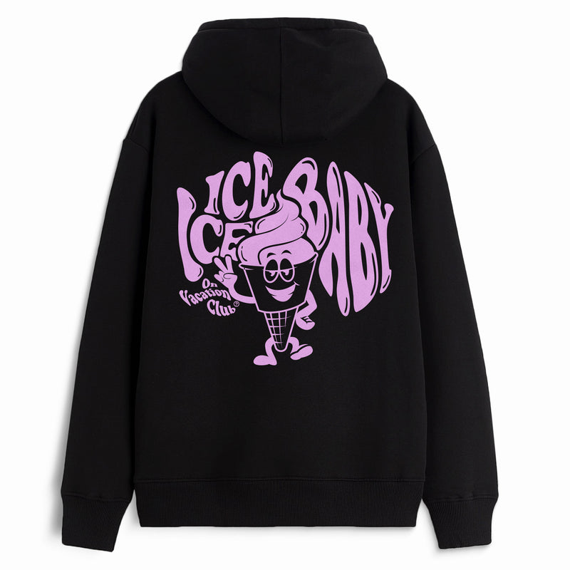 Ice Ice Baby Ladies Hoodie - Black