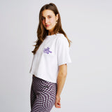 Calligraphy Ladies Cropped Top - White