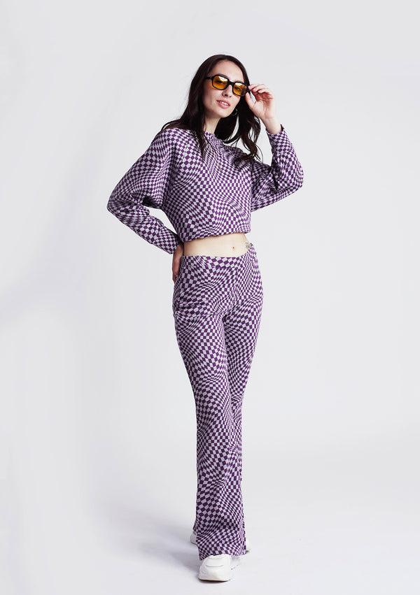 Flare Pants Checked - Purple