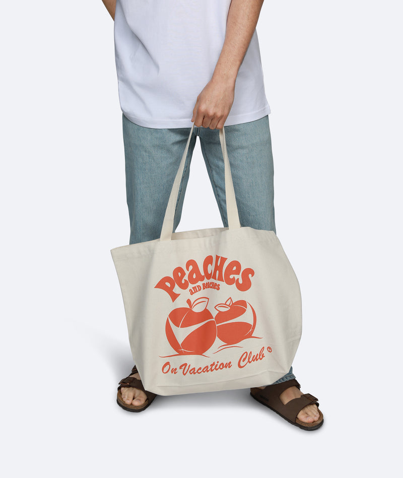 Peaches and Beaches Beach Bag - Natural