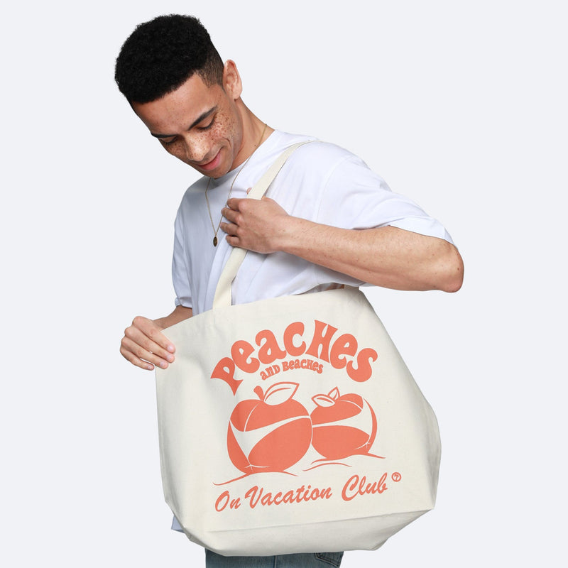 Peaches and Beaches Beach Bag - Natural