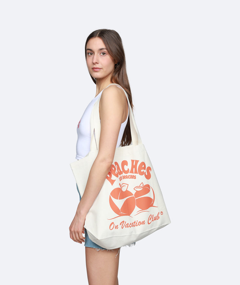 Peaches and Beaches Beach Bag - Natural