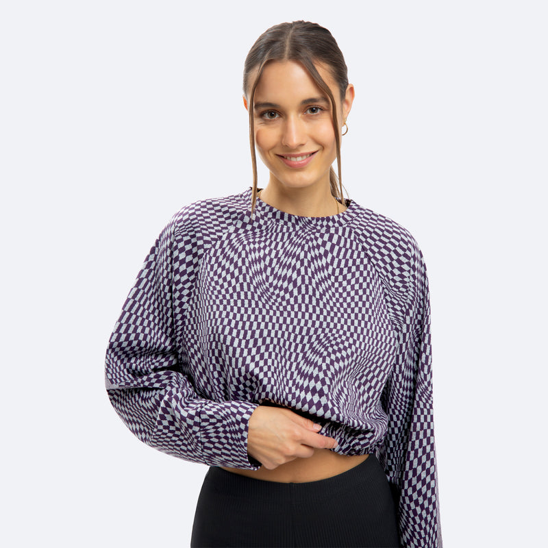 Checked Knit Top - Purple
