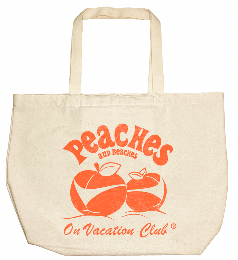 Peaches and Beaches Beach Bag - Natural