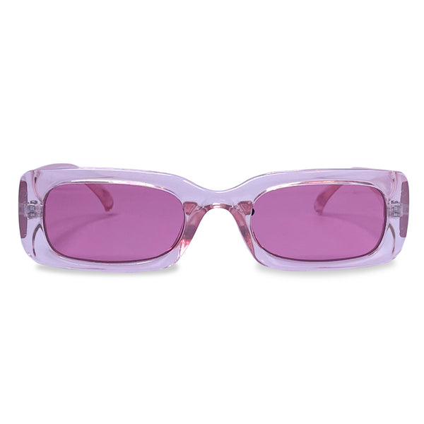 Retro Rectangle Sunglasses - Flamingo Pink