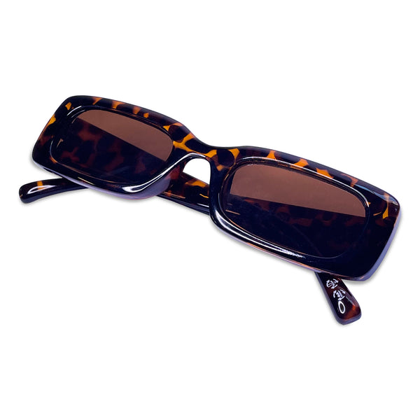 Retro Rectangle Sunglasses - Brown